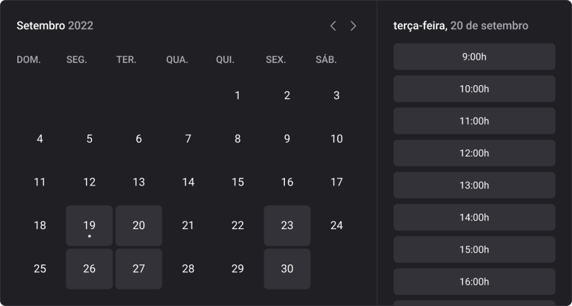 Calendário simbolizando aplicação em funcionamento.